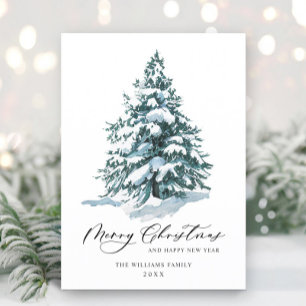 Minimalistische elegante Kiefern-Weihnachtsgrüße Feiertagskarte