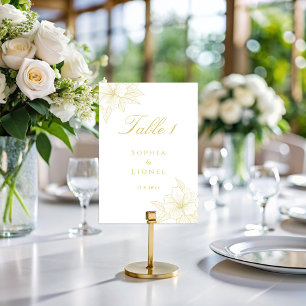 Minimalistische Elegante Kontur Blumenhochzeit Tischnummer