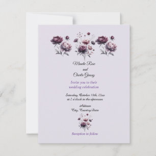 Minimalistische elegante lila Pfingstrose Hochzeit Einladung