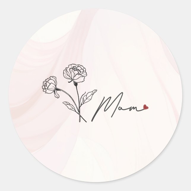 Minimalistische Elegante Mama Runder Aufkleber (Vorderseite)