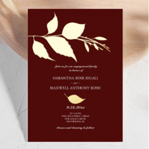 Minimalistische elegante Maroon-Engagement-Partei Folieneinladung