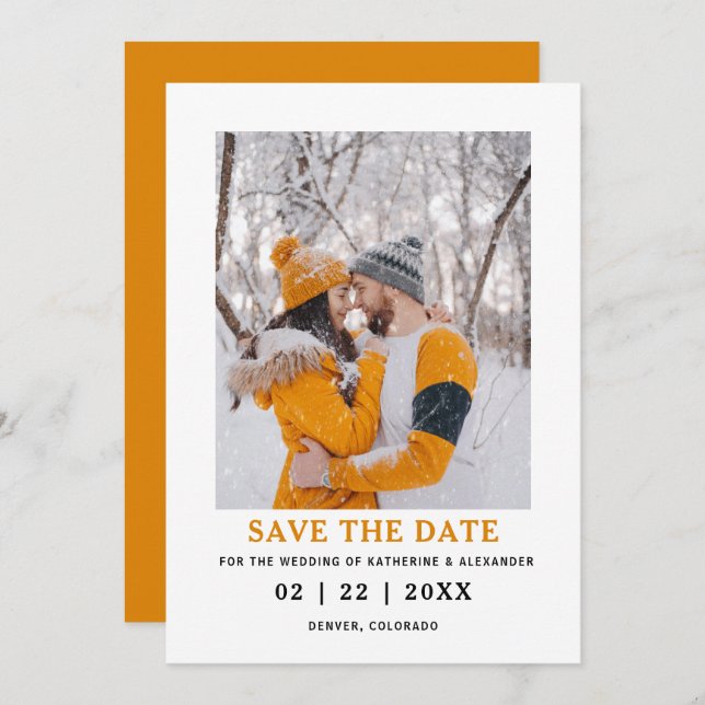 Minimalistische Elegante Moderne Foto Hochzeit Save The Date (Vorne/Hinten)
