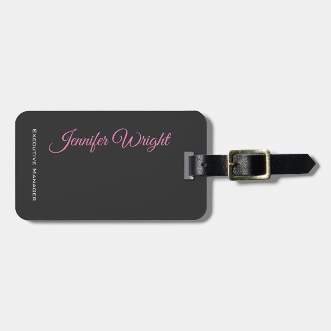 Minimalistische elegante, moderne grau schlicht gepäckanhänger (Vorderseite horizontal)