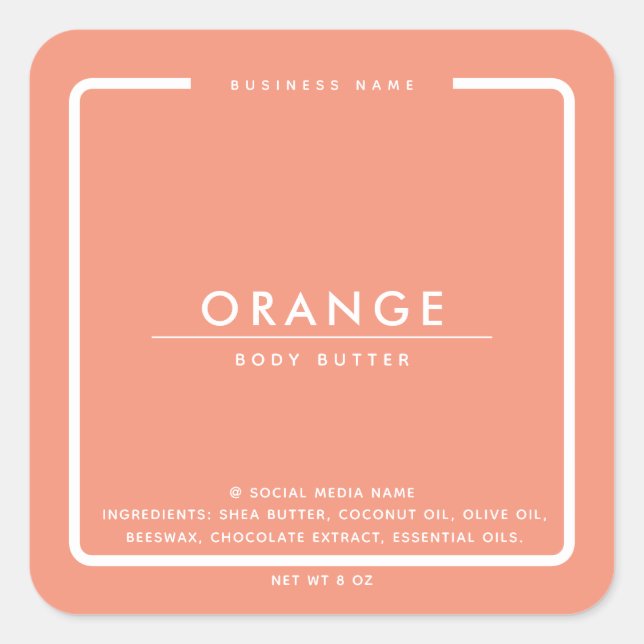 Minimalistische, elegante, moderne Verpackung Quadratischer Aufkleber (Vorderseite)