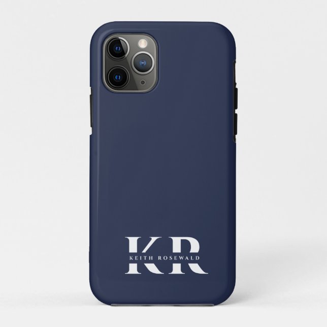 Minimalistische Elegante Monogram Dark Navy Blue W Case-Mate iPhone Hülle (Rückseite)