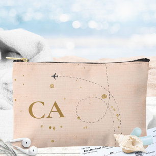 Minimalistische elegante Monogram Gold Peach Pink Zubehörtasche