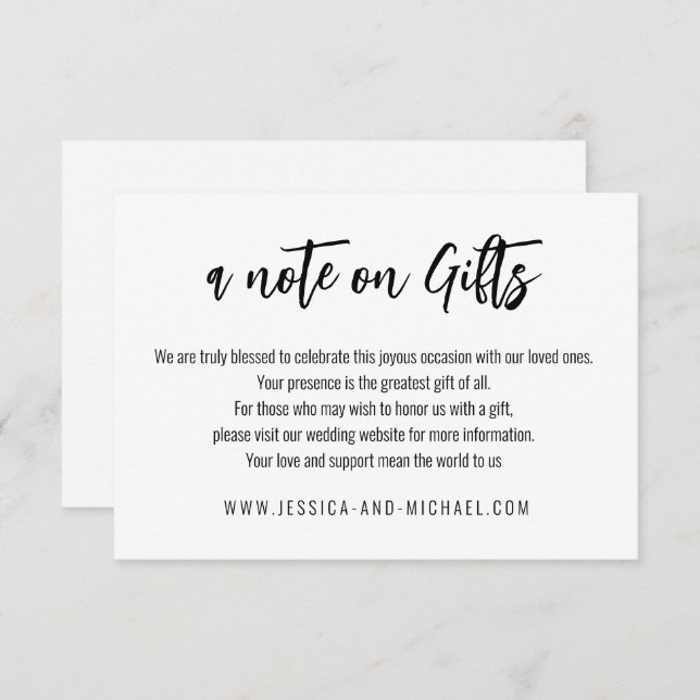 💍 Minimalistische Elegante Note zu Geschenken Begleitkarte (Vorne/Hinten)
