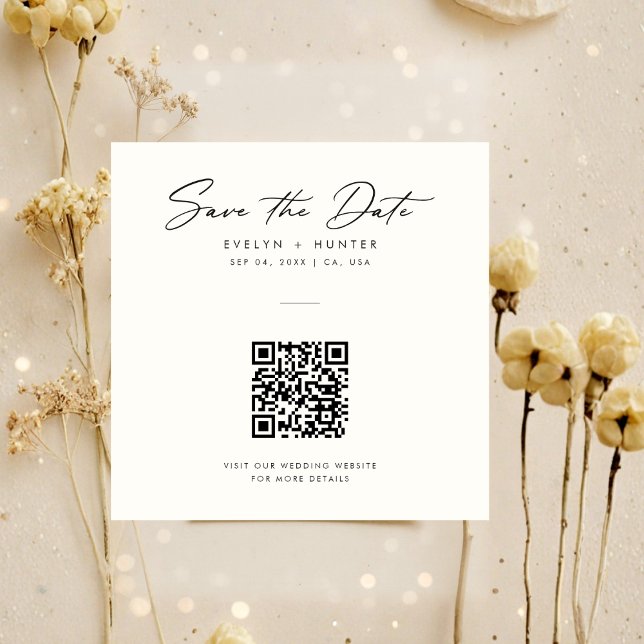 Minimalistische elegante QR-Code-Hochzeitswebsite  Save The Date (Von Creator hochgeladen)