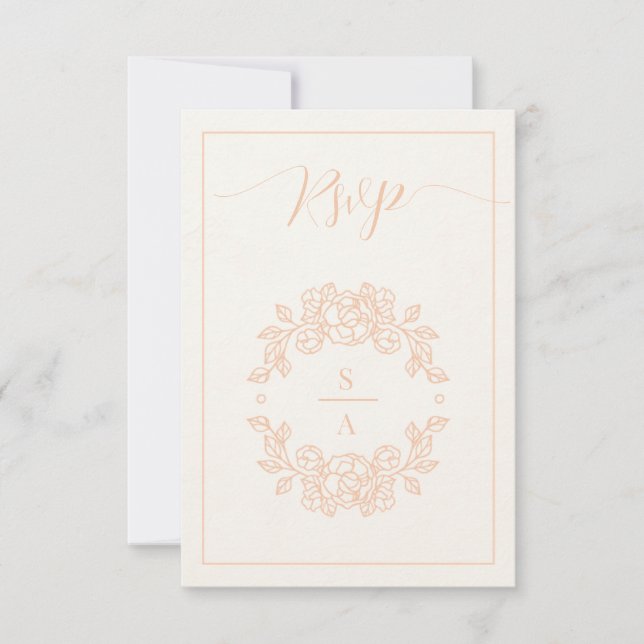 Minimalistische elegante rosa Antwortkarte RSVP Karte (Vorderseite)
