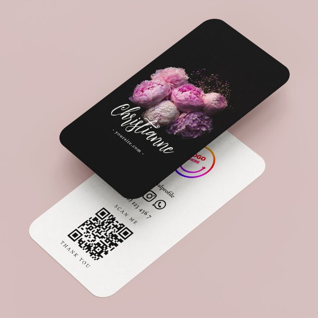 Minimalistische elegante Rose Florist Qr Code Visitenkarte (Minimalist Elegant Roses Florist Qr Code Business Card
)