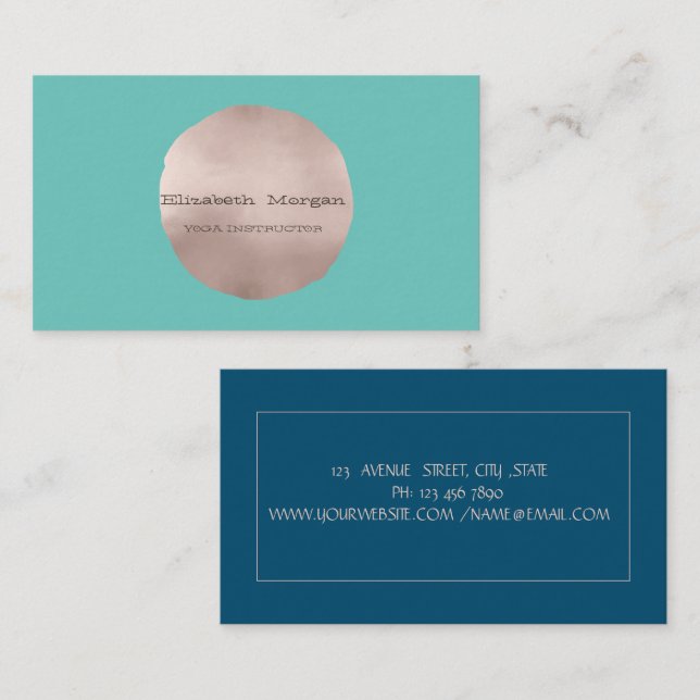 Minimalistische elegante Rose Gold Circle Business Visitenkarte (Vorne/Hinten)