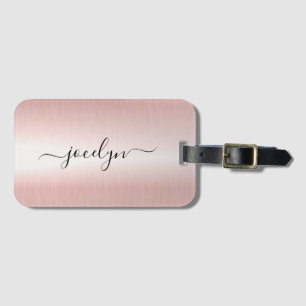 Minimalistische Elegante Rose Gold Script Name Gepäckanhänger