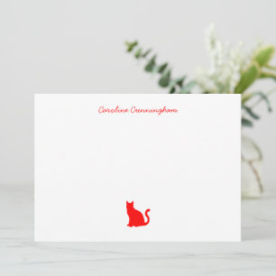 Minimalistische elegante rote Katze - Flachbildsch Mitteilungskarte