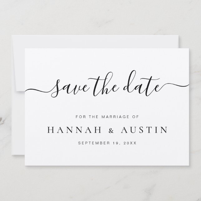 Minimalistische elegante Rustikale Hochzeit Save The Date (Vorderseite)