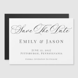 Minimalistische elegante Schrift Save-the-Date-Kar Magneteinladung