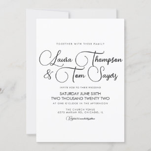 Minimalistische elegante Schrift Schwarz Weiß Chic Einladung