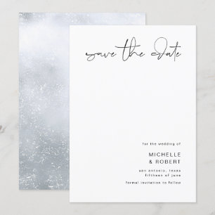 Minimalistische elegante Schrift Silber Save The D Einladung