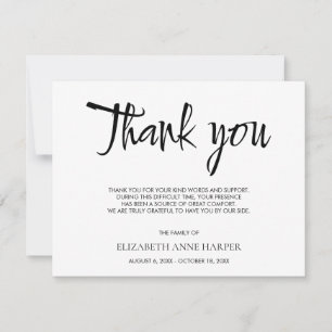 Minimalistische Elegante Schrift Trauer Danke Kart RSVP Karte