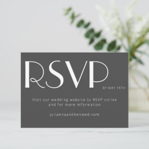 Minimalistische elegante Schwarz-Weiß-Hochzeit onl RSVP Karte