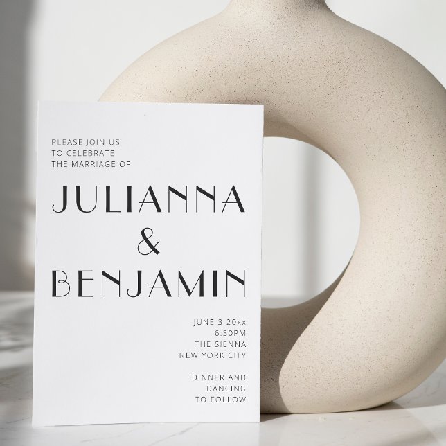 Minimalistische elegante Schwarz-weiße Deko Chic W Einladung (Von Creator hochgeladen)