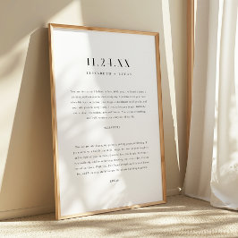 Minimalistische elegante schwarze und weiße Hochze Poster