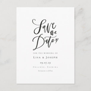 Minimalistische elegante schwarze und weiße Save-t Postkarte