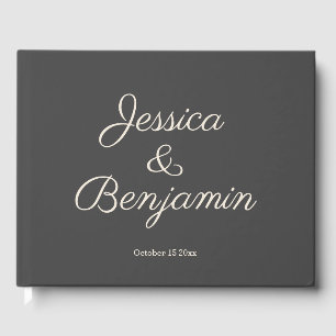 Minimalistische, elegante Script Black and White W Gästebuch