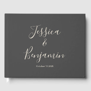 Minimalistische elegante Script Typografie Black G Gästebuch