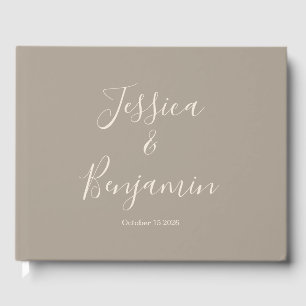 Minimalistische elegante Script Typografie Taupe S Gästebuch