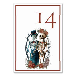 Minimalistische Elegante Skeleton Couple Wedding Tischnummer