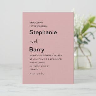 Minimalistische elegante staubige rosa Hochzeit Einladung