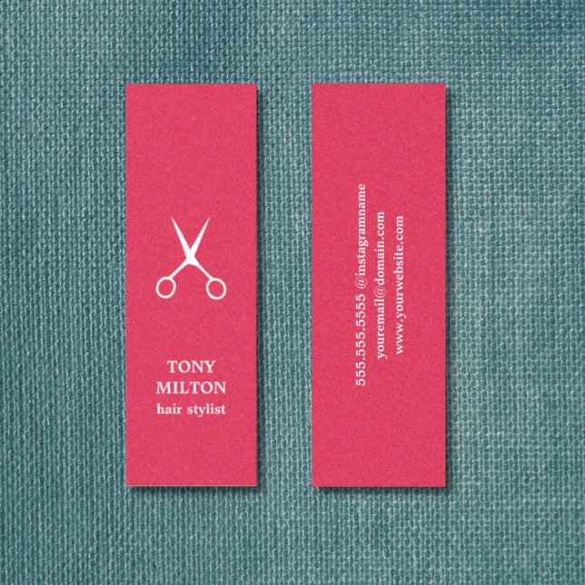 Minimalistische elegante Textur Rosa Friseurin Mini Visitenkarte (Von Creator hochgeladen)
