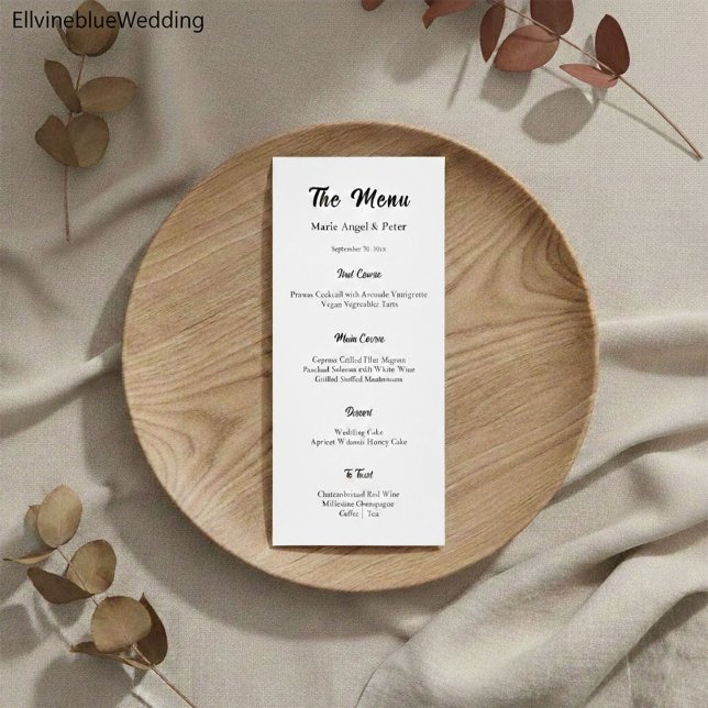 Minimalistische elegante Typografie Hochzeitsmenü Menükarte (Von Creator hochgeladen)