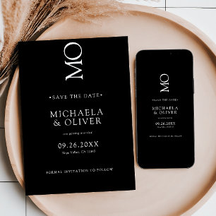 Minimalistische Elegante Typografie Monogramm Hoch Save The Date