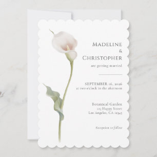 Minimalistische elegante weiße Calla-Lilien-Hochze Einladung