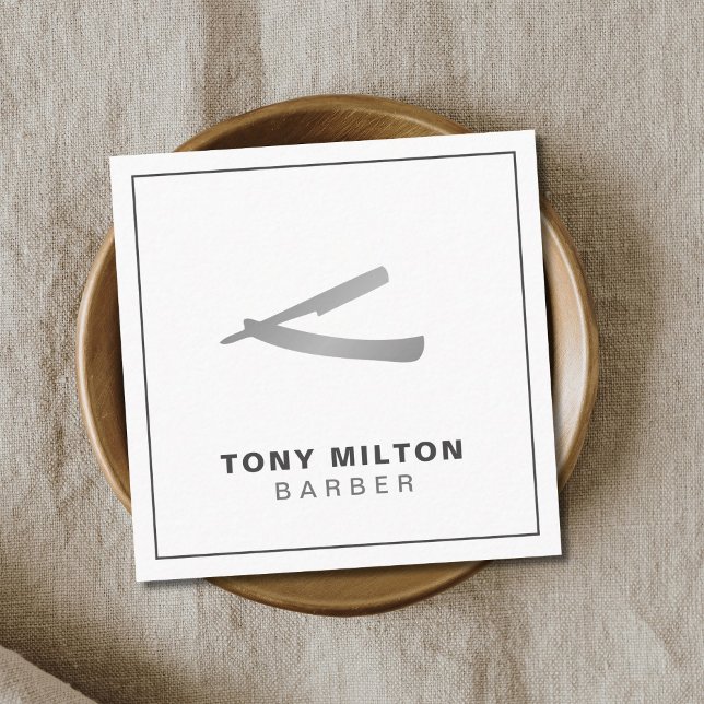 Minimalistische elegante White Imitats Silver Razo Quadratische Visitenkarte (Von Creator hochgeladen)