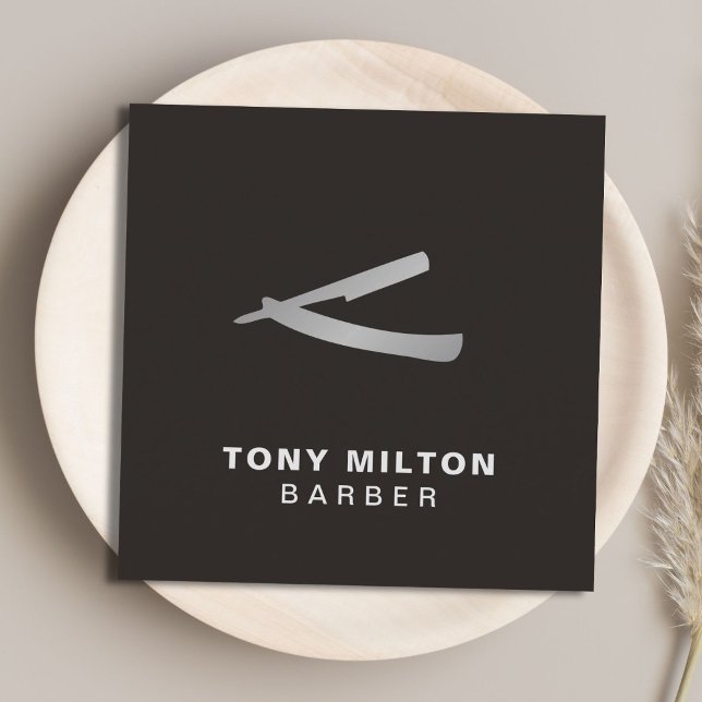 Minimalistische elegante White Imitats Silver Razo Quadratische Visitenkarte (Von Creator hochgeladen)