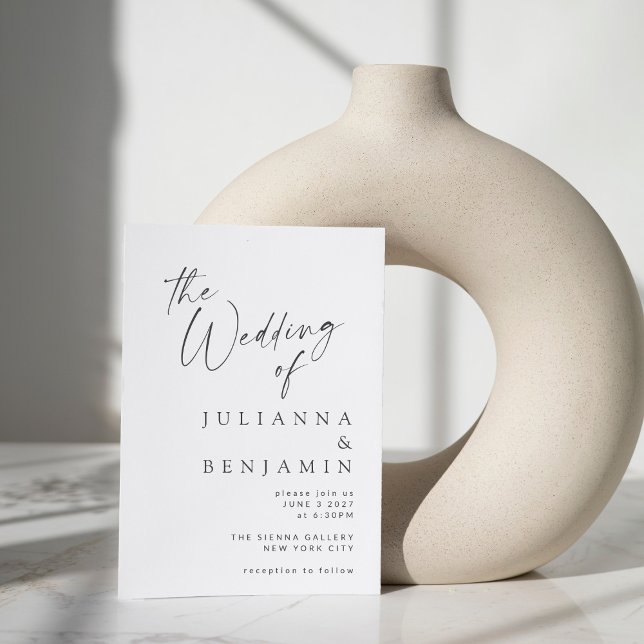 Minimalistische, elegante White Modern Script Wedd Einladung (Von Creator hochgeladen)