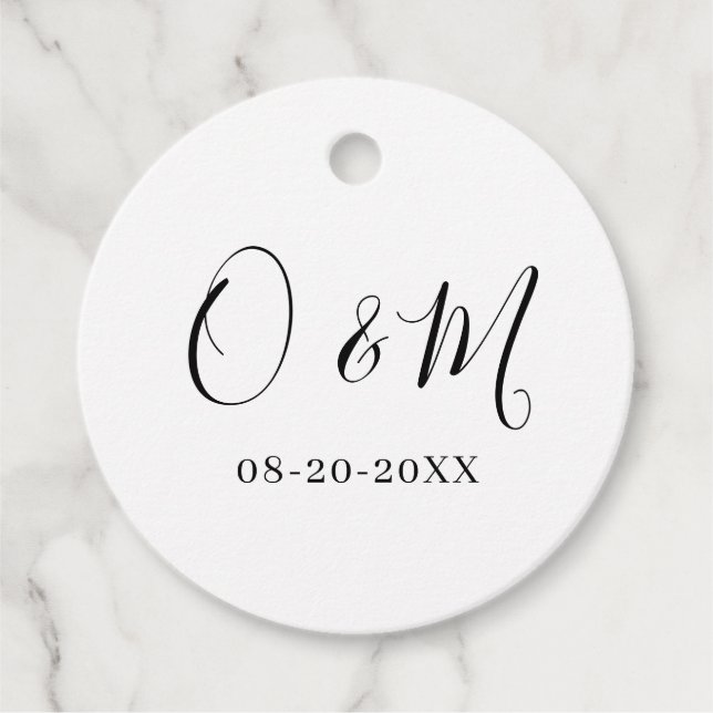 Minimalistische, elegante White Monogram Classic W Geschenkanhänger (Vorderseite)