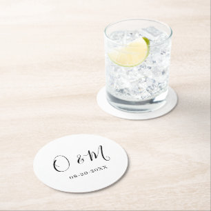 Minimalistische, elegante White Monogram Classic W Runder Pappuntersetzer