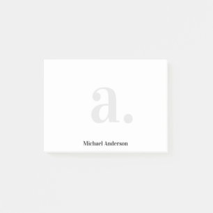 Minimalistische, elegante White Monogram Modern Post-it Klebezettel