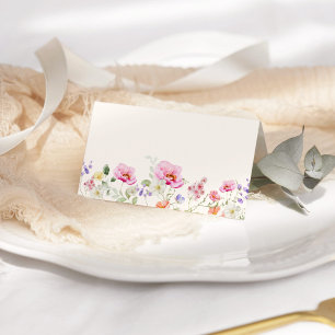 Minimalistische elegante Wildblumen Hochzeit Platz Platzkarte