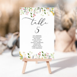 Minimalistische elegante Wildblumen-Sitzplan-Karte Einladung
