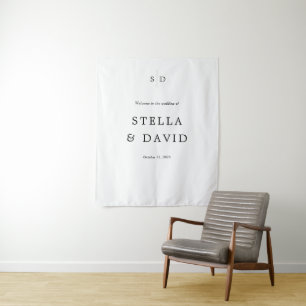 Minimalistische Elegante Willkommens Hochzeit Wandteppich
