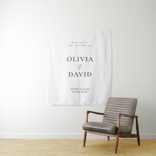 Minimalistische Elegante Willkommens Hochzeit Wandteppich