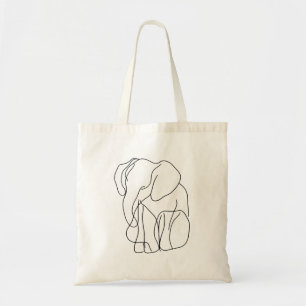 Minimalistische Elephant Line Art Tragetasche