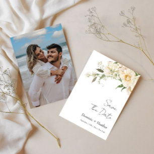Minimalistische Elfenbein-Foto-Hochzeit Save The Date