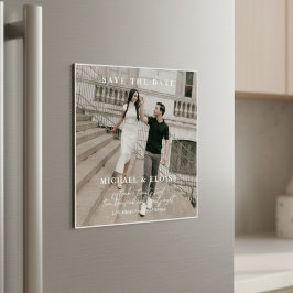Minimalistische Elfenbein-Foto-Save-the-Date-Hochz Magneteinladung