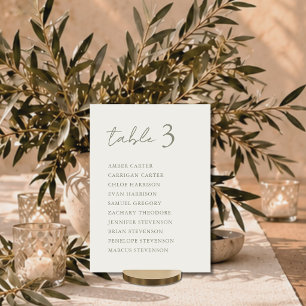 Minimalistische Elfenbein-Hochzeitstisch-Sitzplan- Einladung