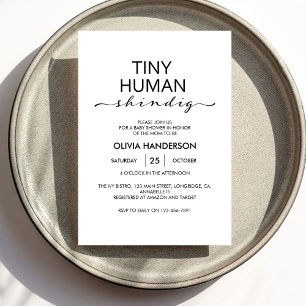 Minimalistische Elfenbein-Kinderdusche, winzig Einladung